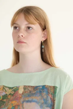 Women Lazybones Aqua Key Earrings