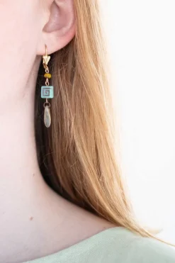 Women Lazybones Aqua Key Earrings