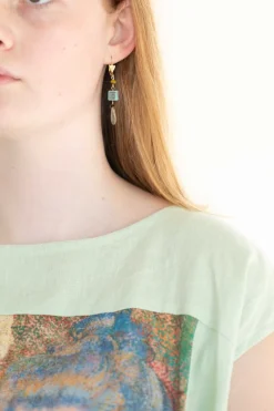 Women Lazybones Aqua Key Earrings