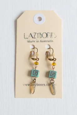 Women Lazybones Aqua Key Earrings