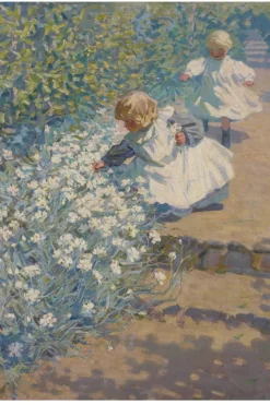 Women Lazybones Art Print - Picking Flowers