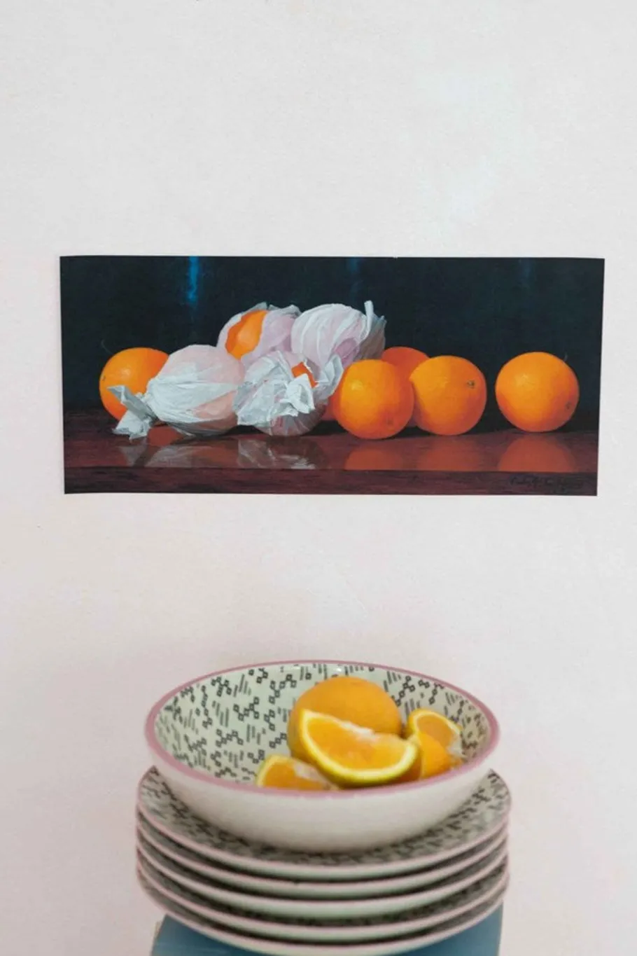 Women Lazybones Art Print Wrapped Oranges