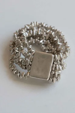 Women Lazybones Beaded Pewter Bracelet
