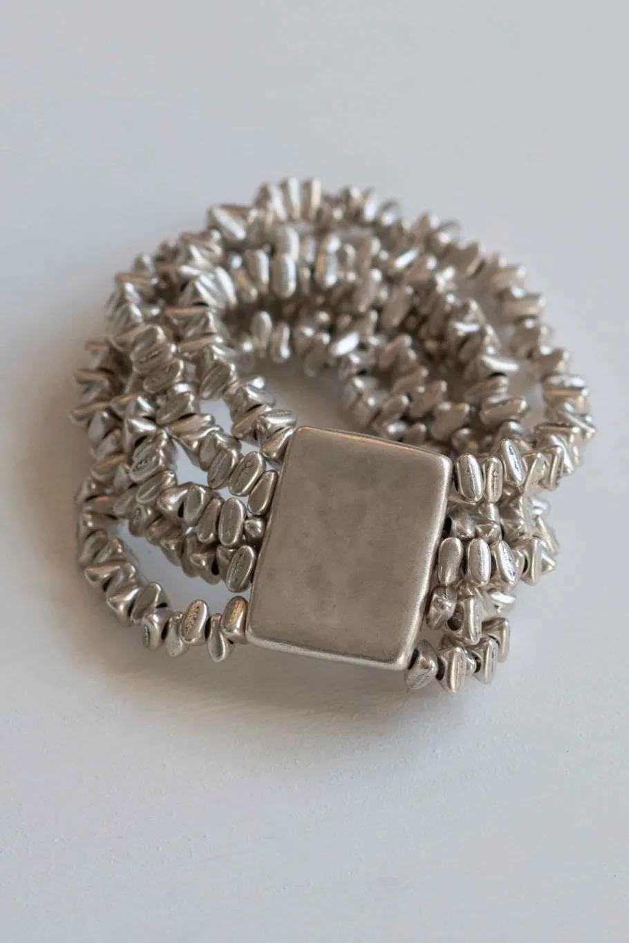 Women Lazybones Beaded Pewter Bracelet