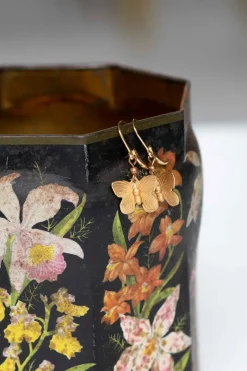 Women Lazybones Brass Butterfly Earrings