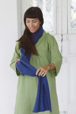 Women Lazybones Cable Scarf Indigo *Organic Cotton