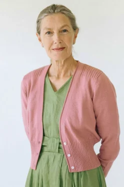Women Lazybones Carly Cardigan In Old Rose *Organic Cotton