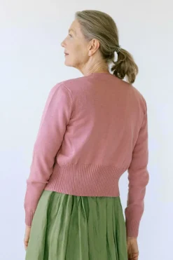 Women Lazybones Carly Cardigan In Old Rose *Organic Cotton