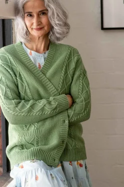 Women Lazybones Charli Cardigan Cottage Green *Organic Cotton
