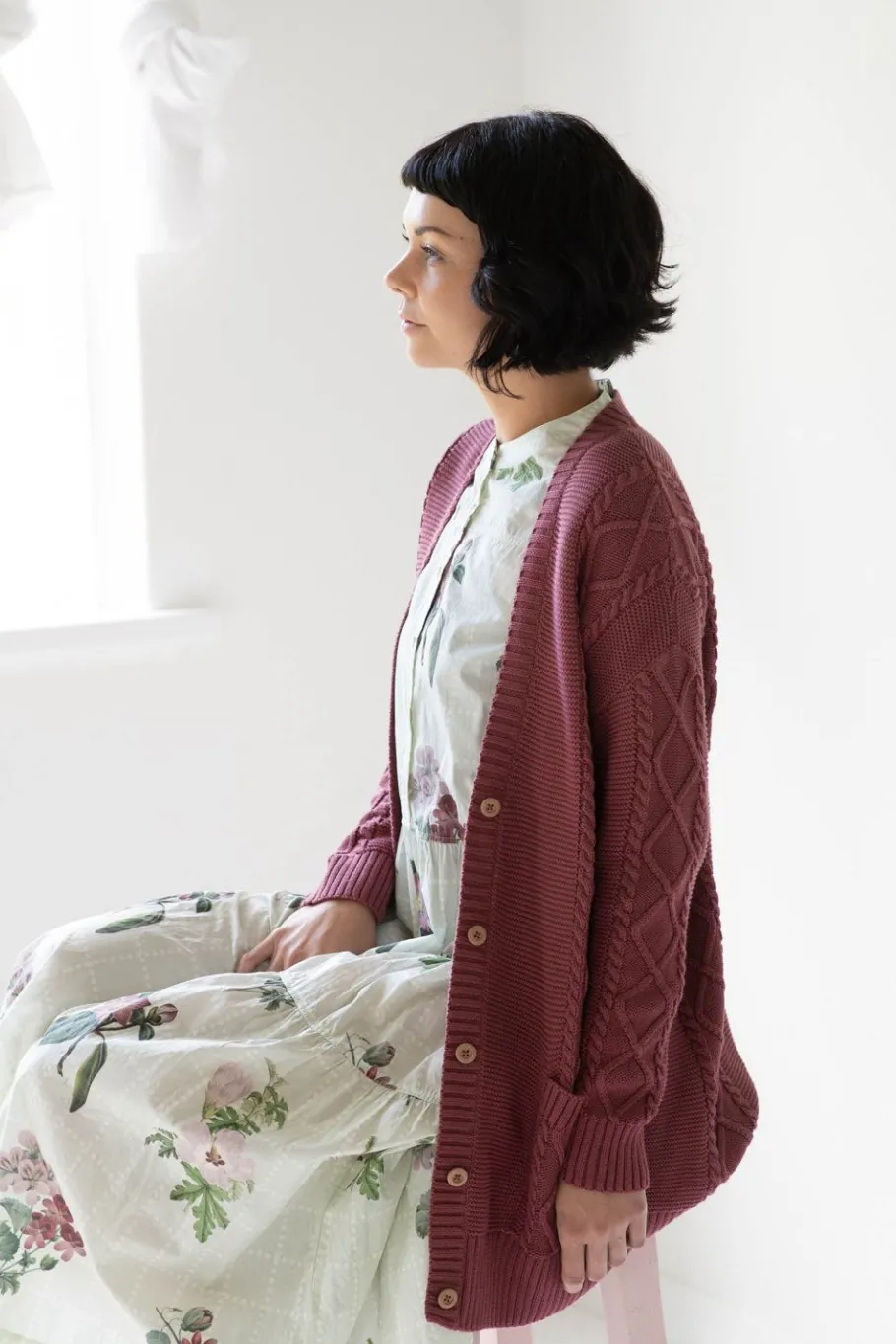 Women Lazybones Charli Cardigan Mulberry *Organic Cotton