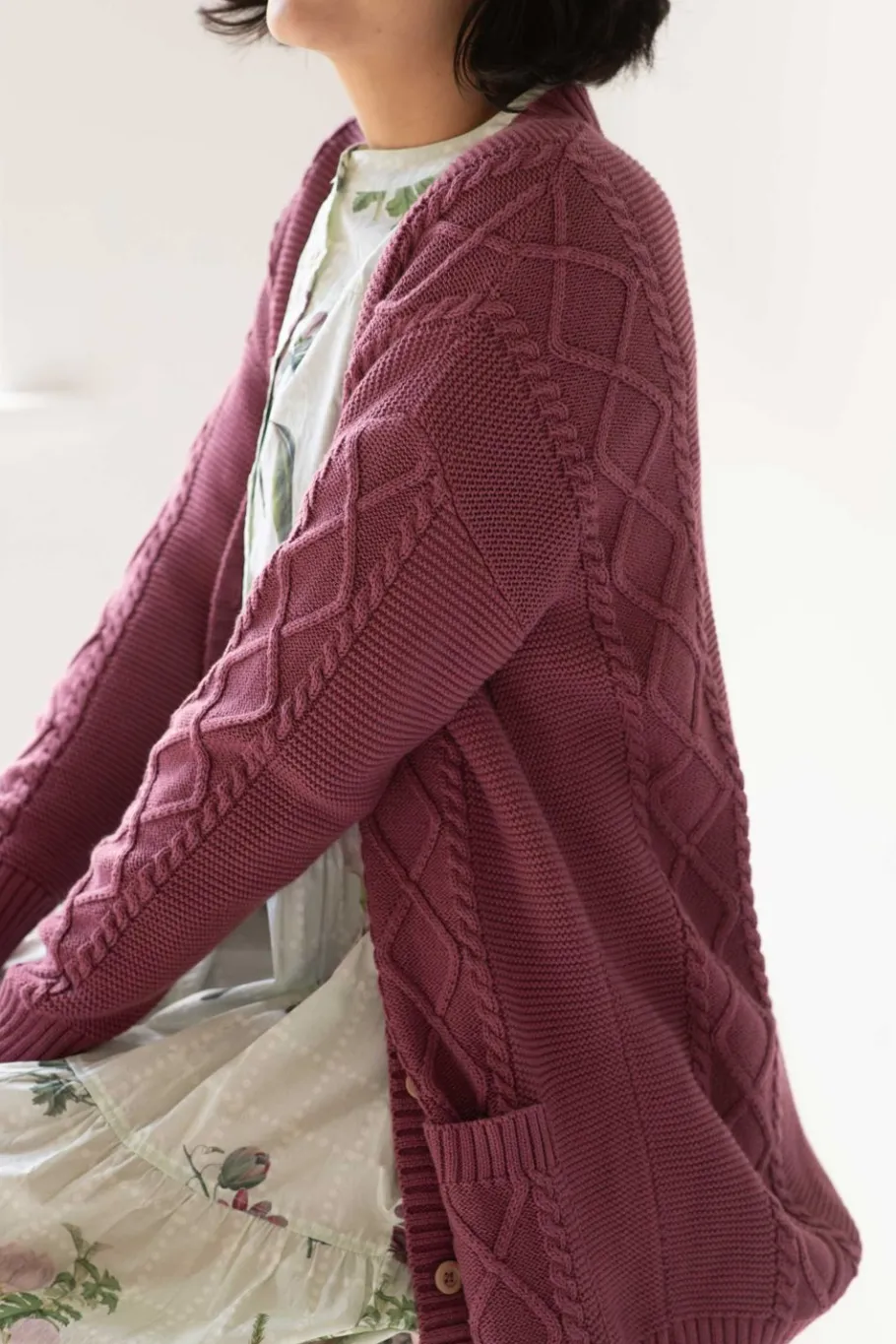 Women Lazybones Charli Cardigan Mulberry *Organic Cotton