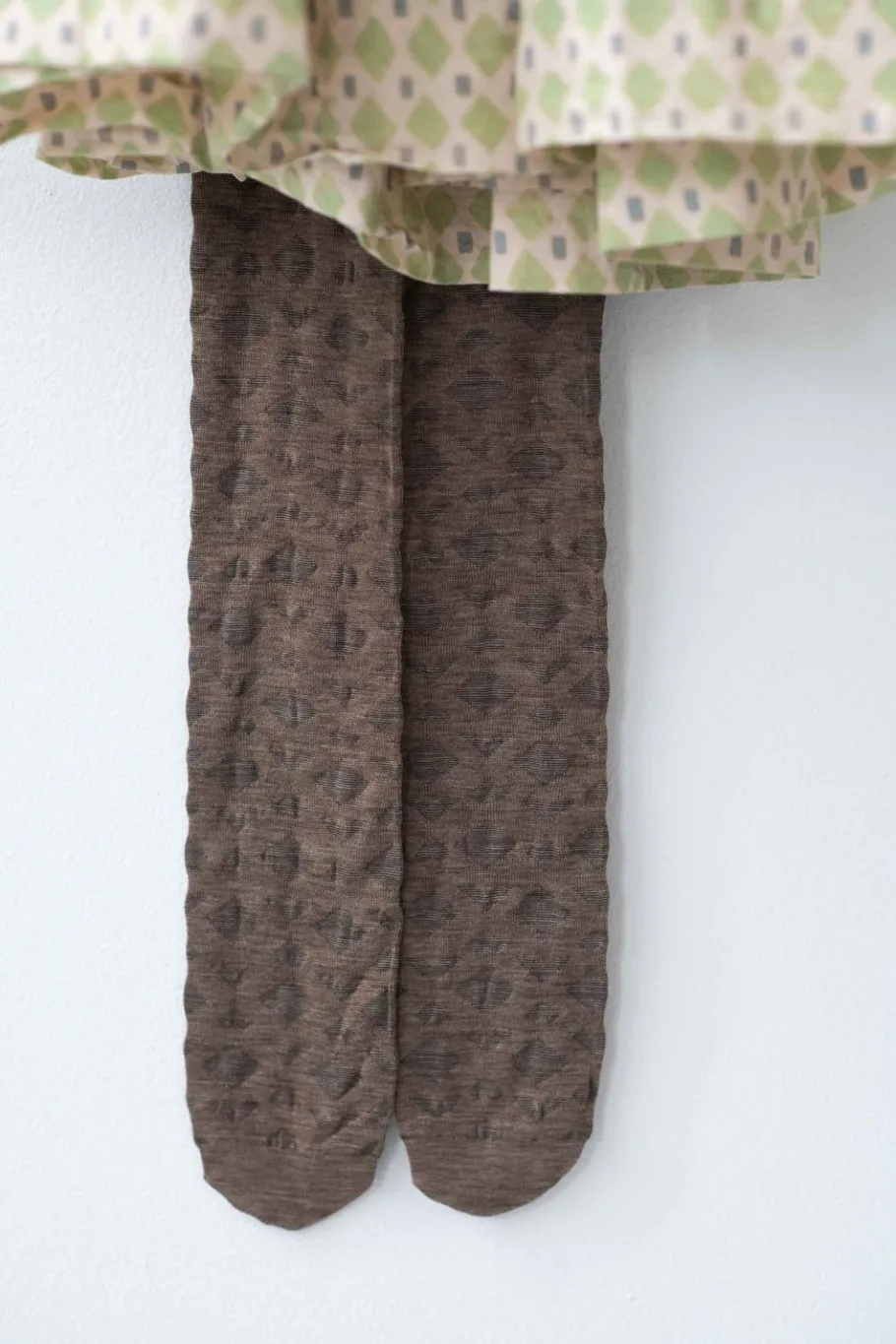 Women Lazybones Deco Brown Wool Tights