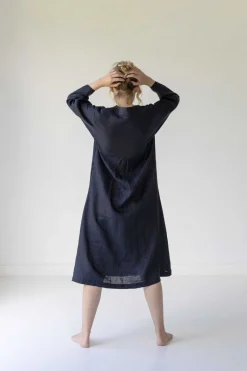 Women Lazybones Emma Linen Dress In Dark Navy
