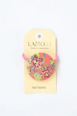 Women Lazybones Hair Button Coral Floral