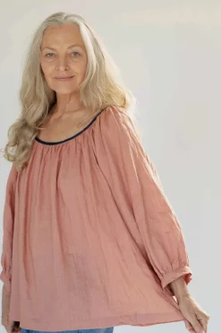 Women Lazybones Hetti Linen Top Clay