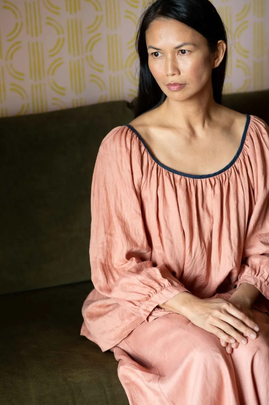 Women Lazybones Hetti Linen Top Clay