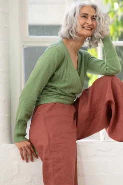 Women Lazybones Imogen Wrap Cardigan Cottage Green