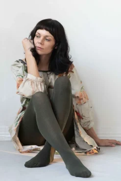 Women Lazybones Luxe Green Wool Tights