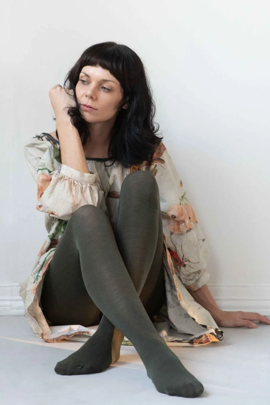 Women Lazybones Luxe Green Wool Tights