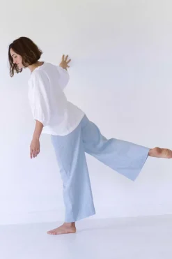 Women Lazybones Ollie Linen Pant In Sky