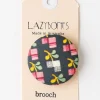 Women Lazybones Painted Floral Brooch