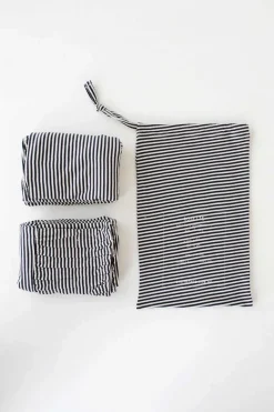 Women Lazybones Pillowcase Set In Charcoal Stripe *Organic Cotton
