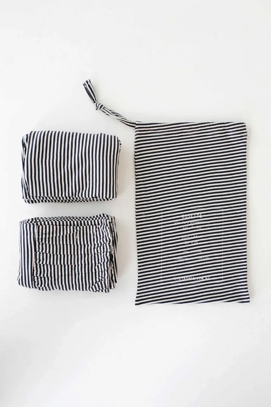 Women Lazybones Pillowcase Set In Charcoal Stripe *Organic Cotton