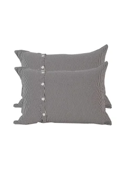Women Lazybones Pillowcase Set In Charcoal Stripe *Organic Cotton