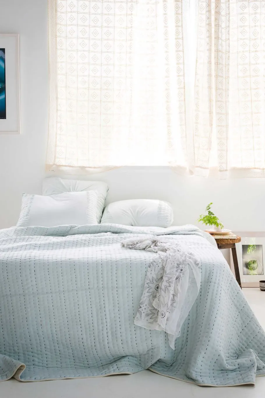 Women Lazybones Rosette Pillowcase Set In Chalk Blue *Organic Cotton