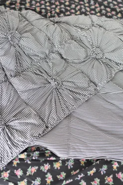Women Lazybones Rosette Quilt In Charcoal Stripe *Organic Cotton