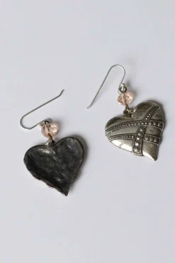 Women Lazybones Silver Hearts Earrings