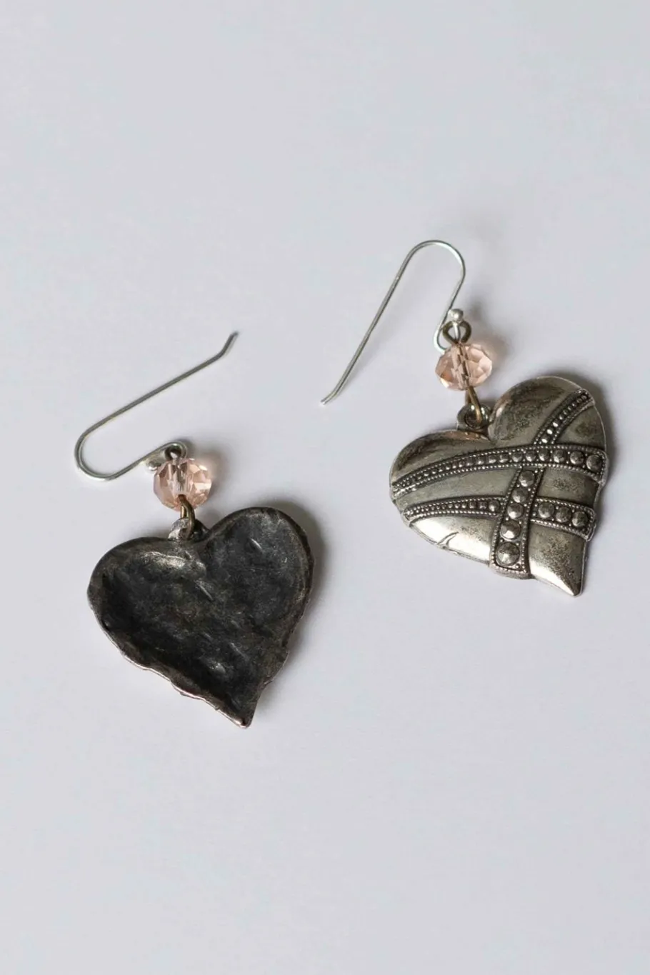 Women Lazybones Silver Hearts Earrings